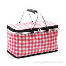 2021 hot selling Collapsible cooler market tote Aluminum handle storage shopping picnic basket